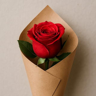 Rosa natural con papel kraft