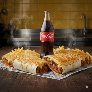 Oferta 4 tacos (L) + patatas + Coca-Cola Sabor Original botella 2L.