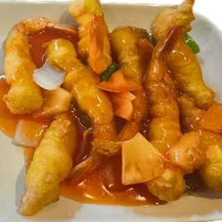 Langostinos con salsa agridulce