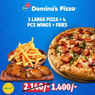 *GLOVO EXCLUSIVE OFFER* 1 Large Pizza+ 4pcs Wings+ Fries