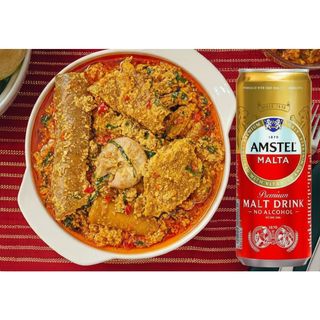 Egusi Soup + 1 Pounded Yam  + 1 Amstel Malta Drink