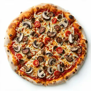 Pizza boscaiola al piatto forno a legna