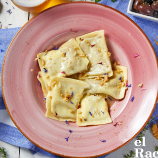 Ravioli d'escalivada i formatge de cabra 