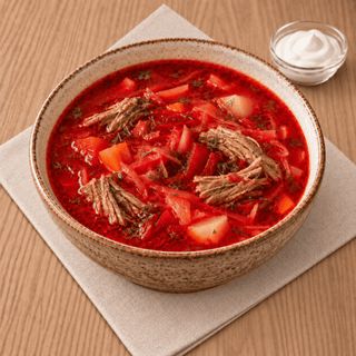 Борщ український з яловичиною (350/30г)