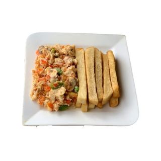 Fried Yam and Egg Sauce