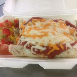 Enchilada Gambas Con Salsa Roja