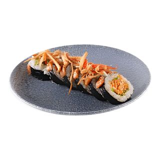 Futomaki z Chrupkami z Tempury i Opalanym Łososiem