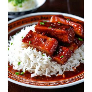 Thai Red Brased Pork Belly With Rice