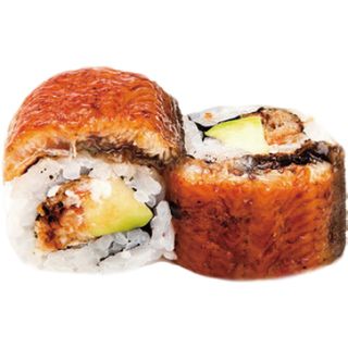 Uramaki de anguila aguacate teriyaki