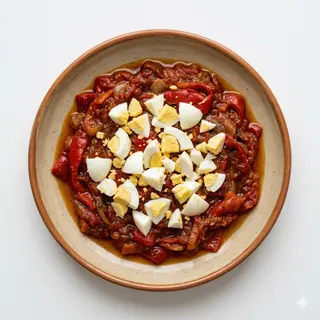 Ración De Asadillo Casero Manchego Con Huevo Duro