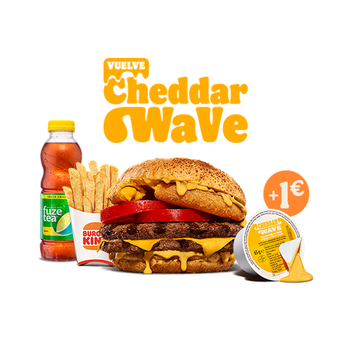 Menú Cheddar Wave (2 Carnes) Grande
