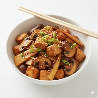 Pollo con funghi e bambù