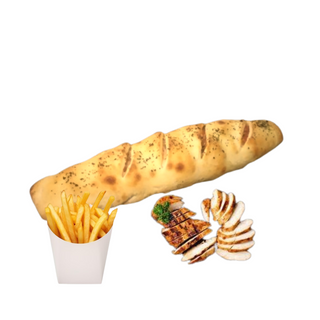 Baguette Farcie Escalope  grillée + Frites