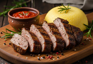 Pastrama de oaie cu mamaliguta