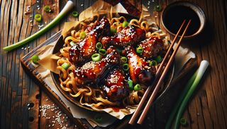 Aripi teriaky cu noodles