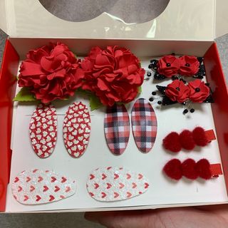 Комплект заколок у червоному кольорі