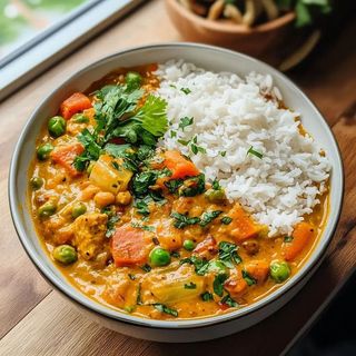 White Rice and Curry Sauce