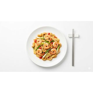 Gambas Con Anacardos Y Bambú