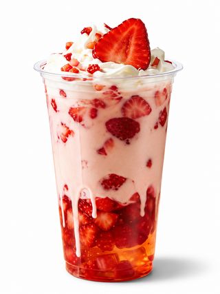 Thé Au Lait À La Fraise Glacé