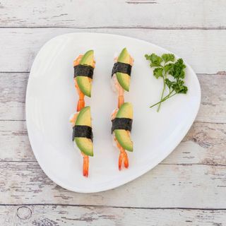 Nigiri De Langostino Con Aguacate (4 pzs.)