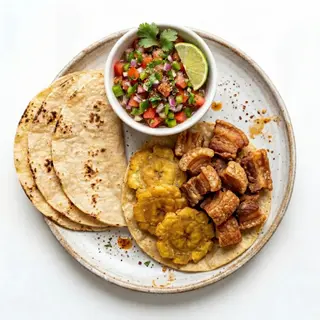 Chicharrones y Tostones (Ración)