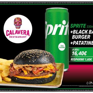 Black Bacon Burger & Sprite