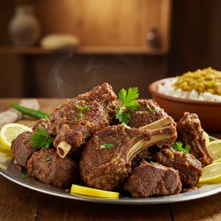 Pan Fried Goat'S Meat with chips