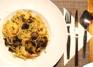 Esparguete com Cogumelos e Camarão