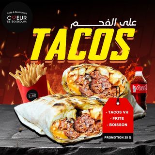 Tacos Viande Hachée avec Frites Boisson gratuit 