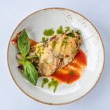 Запечен патладжан с моцарела и домати (300г)