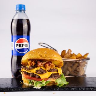 Smash cheese & bacon double burger MENU