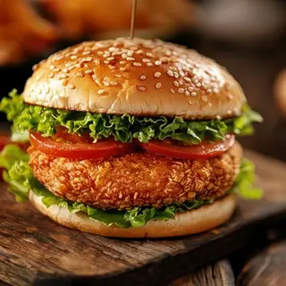 Hamburguesa de pollo empanado