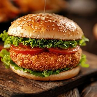 Hamburguesa de pollo empanado