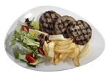  Телешки кюфтета с гарнитура свежа салата и картофки (300г)