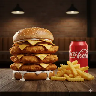Menu crispy chicken burger triplo