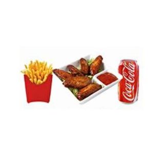 Menú 6 Alitas de Pollo + Patatas Fritas + Refresco