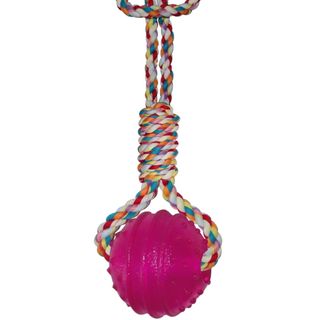 PAWISE Igračka za pse Lopta TPR sa drškom od kanapa, 34cm, raznih boja (KOD PAW14546)