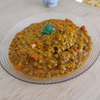 Curry de lentejas con arroz integral