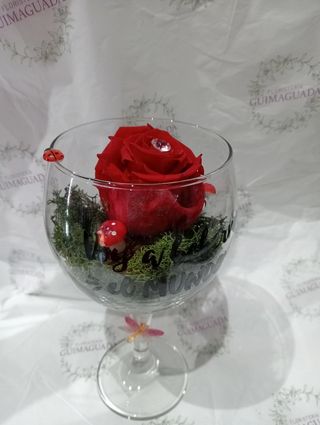 Copa de rosa eterna roja