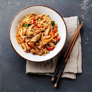 Spaghetti di soia con carne piccante