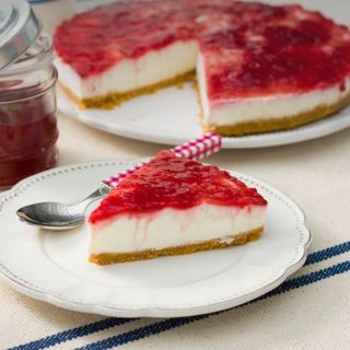 Tarta Casera Queso Con Cobertura De Mermelada