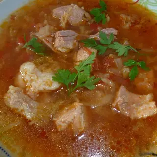 Ciorba de varza cu carne de porc la borcan 800 gr.