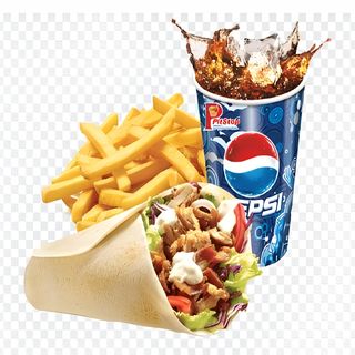 Doner Tortilla Duża, frytki plus 0,33l Pepsi