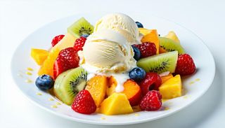 Macedonia di frutta con gelato