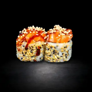 95. Uramaki De Llagostí Arrebossat Amb Salmó I Masago (8 Uds.)