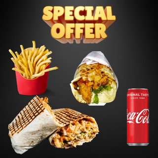 Lebanese Chicken + Tacos Poulet Frescos + Frites + Coca Cola