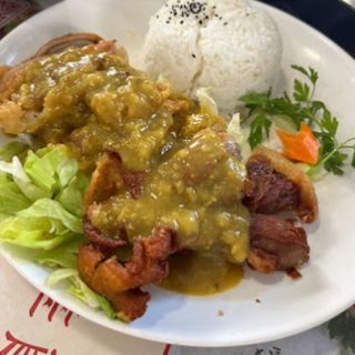 Arroz Blanco con pato al salsa curry