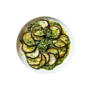 Carpaccio de berenjena al pesto