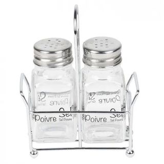 Salero y Pimentero Acero Inoxidable y Vidrio 13,5×11,5 Cm.