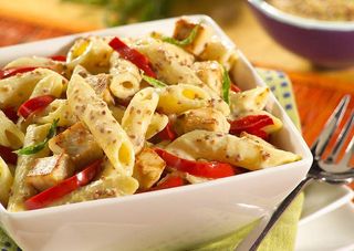 Pennes poulet, Crème fraîche, Champignons